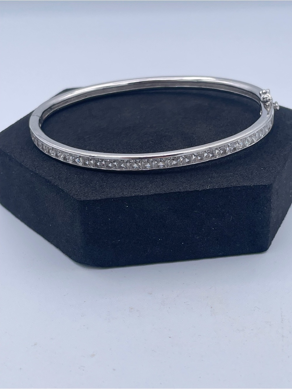 Epiphany Sterling Silver 925 Diamonique Princess Cut Channel Set Platinum Clad - Picture 7 of 9
